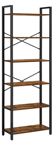 Könyvespolc TAYLOR 6 polccal 186x66 cm, rusztikus barna