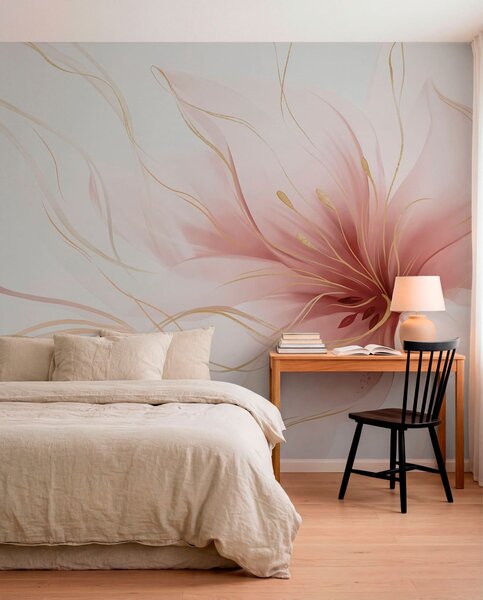 Fotótapéta Egy absztrakt rózsaszín virág, áramló vonalakkal, a Fluid Art stílusban, Fotótapéta absztrakt, w05428v1 : Uwalls.hu