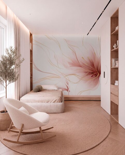 Fotótapéta Egy absztrakt rózsaszín virág, áramló vonalakkal, a Fluid Art stílusban, Fotótapéta absztrakt, w05428v1 : Uwalls.hu