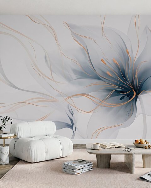 Fotótapéta Egy absztrakt kék virág, áramló vonalakkal, a Fluid Art stílusban, Fotótapéta absztrakt, w05428 : Uwalls.hu