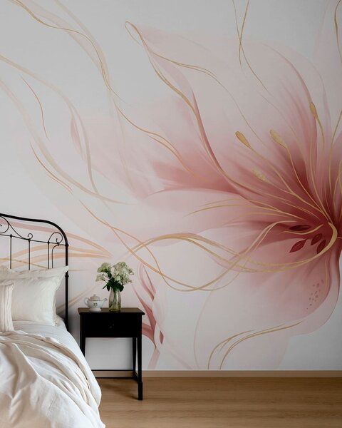 Fotótapéta Egy absztrakt rózsaszín virág, áramló vonalakkal, a Fluid Art stílusban, Fotótapéta absztrakt, w05428v1 : Uwalls.hu