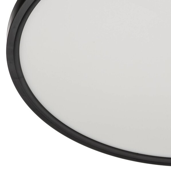 Lindby Smart LED mennyezeti lámpa Pravin, Ø 50 cm, CCT, fekete, dimmelhető, Fekete, Nappali / Étkező, Műanyag, Modern