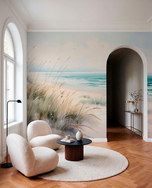 Fotótapéta Homokos strand hullámokkal és dűnékkel, Természet fotótapéta, w05537 : Uwalls.hu