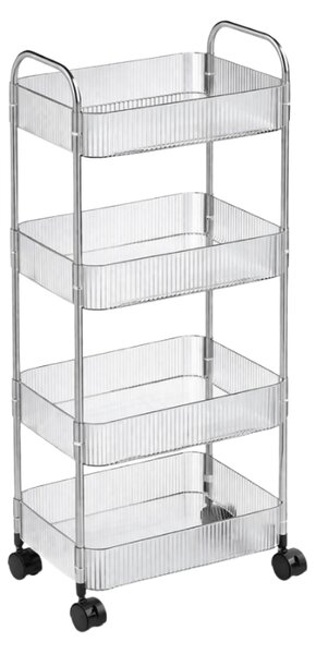 Görgős állvány 4 polc CLARY 95x36 cm, átlátszó/ezüst