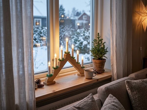 Karácsonyi ablakdísz HOLLY NIGHT fa 7 LED, fehér