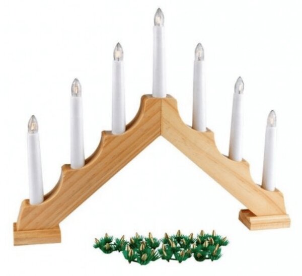 Karácsonyi ablakdísz HOLLY NIGHT fa 7 LED, fehér