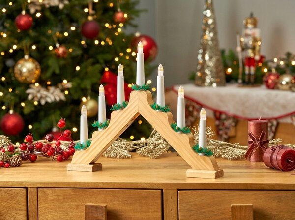 Karácsonyi ablakdísz HOLLY NIGHT fa 7 LED, fehér