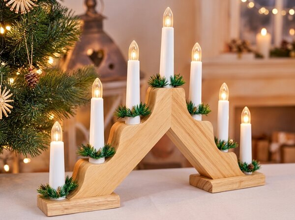 Karácsonyi ablakdísz HOLLY NIGHT fa 7 LED, fehér