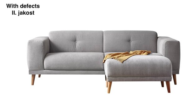 (II. minőségi kategóriás) Luna szürke háromszemélyes kanapé, lábtartóval - Bobochic Paris
