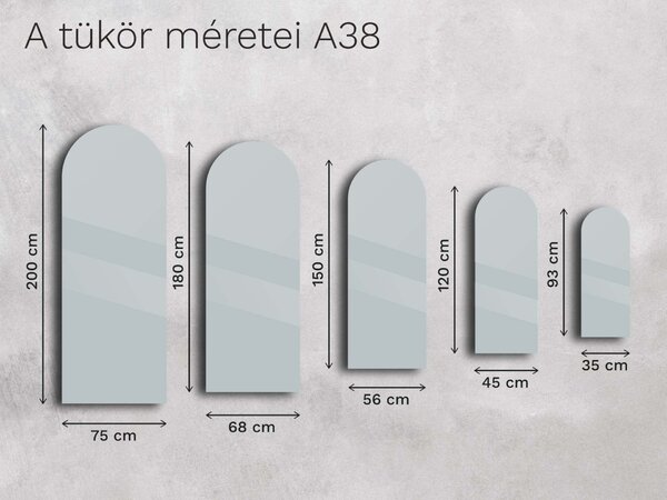 Atipikus tükör LED világítással A38 35×93
