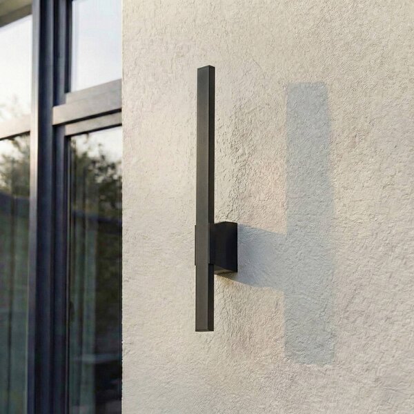 Lindby Sakari LED kültéri fali világítás, fekete, alumínium, magasság 50 cm, Fekete, Alumínium, Modern