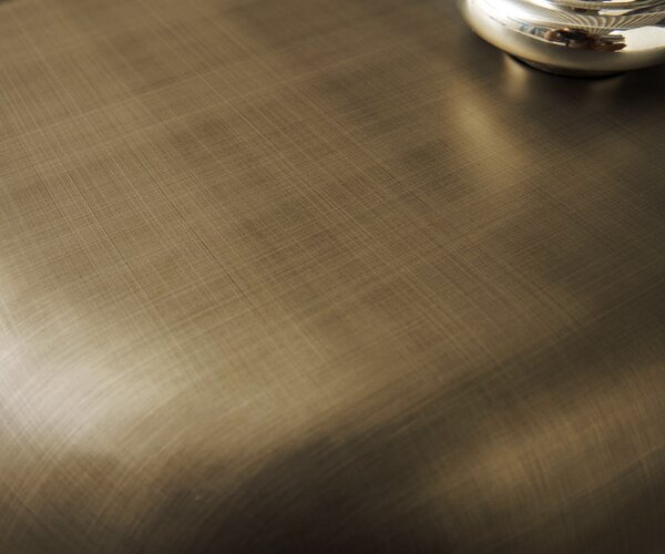 DELIFE Dohányzóasztal Blaise 100x100 cm metál arany domborított üveg taupe