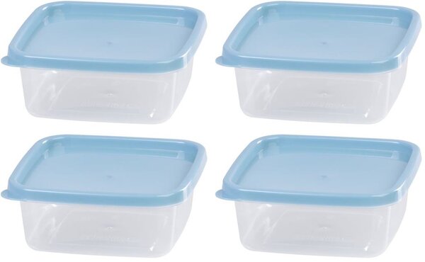 Ételhordók MagicHome, négyzet, Clip, 4db-os készlet, 0,6 lit., 14,3x14,3x5,8 cm