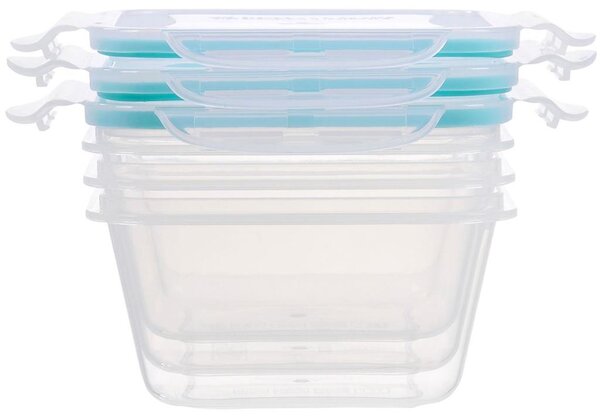 Ételhordók MagicHome, négyzet, Clip, 3db-os készlet, 0,6 lit., 13,5x13,5x7,5 cm