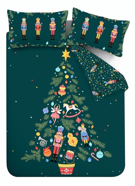 Sötétzöld egyszemélyes ágyneműhuzat 135x200 cm Nutcracker – Catherine Lansfield