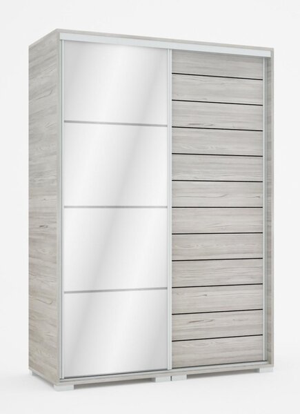 Porto tolóajtós gardróbszekrény - 140 cm széles, 1 fózolt tükörajtóval (DIV)