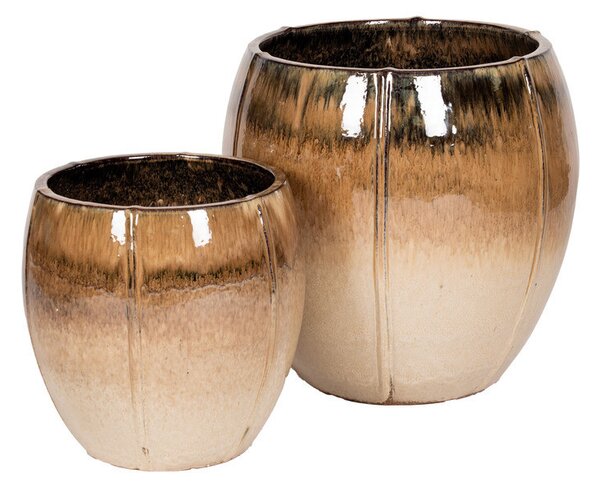 Alden Vase kerámia növénytartó szett fekete-krém 36,5x42-48x60cm S2