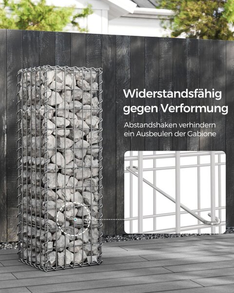 SONGMICS Gabion Kerti Kosár Horganyzott Acél 100 x 30 x 30 cm Ezüst