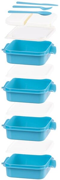 Ételhordó MagicHome, szögletes, 4 részes, evőeszközzel, 4x 800 ml, 160x195x260 mm