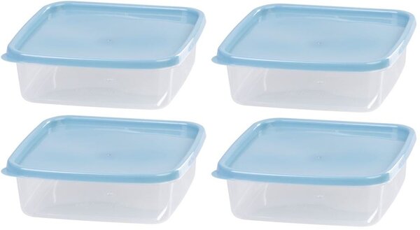Ételhordók MagicHome, négyzet, Clip, 4db-os készlet, 1 lit., 17,7x17,7x5,8 cm