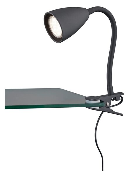 Matt fekete asztali lámpa csiptetővel (magasság 20 cm) Wanda – Trio
