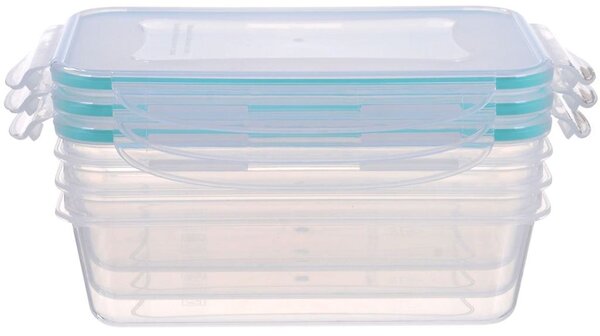 Ételhordók MagicHome, négyzet alakú, Clip, 3db-os készlet, 15,5x21,5x7,5 cm