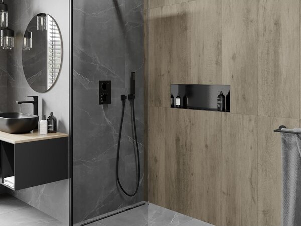 Mexen X-Wall-NR perem nélküli beépített polc 60 x 20 cm, gun grey kefélt - 19E1602010