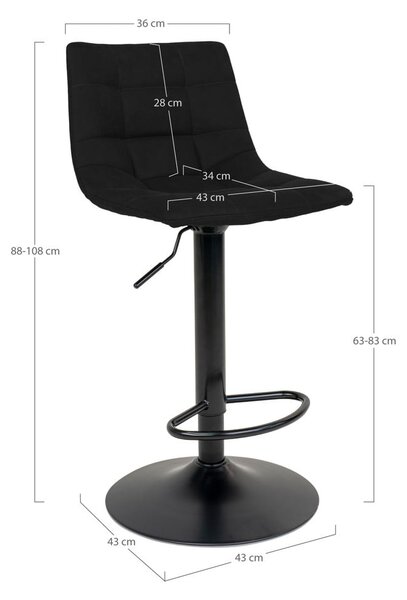 Fekete bárszék szett 2 db-os 88 cm Middelfart – House Nordic
