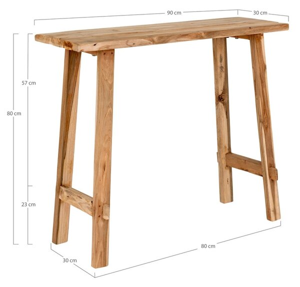 Natúr színű teakfa konzolasztal 30x90 cm Girona – House Nordic