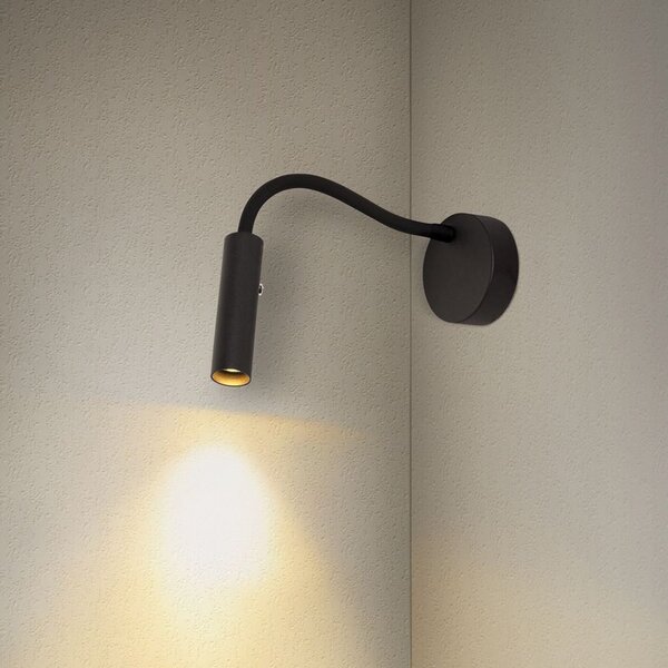Fali Lámpa SLV, Karpo Goose, dimmable, Fekete, Hálószoba, Fém, Modern