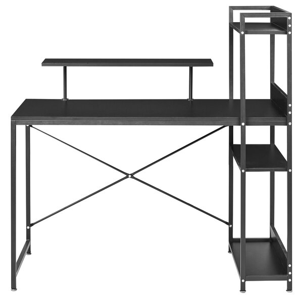 Íróasztal BILOXY Fekete 120 cm 64 cm polcokkal