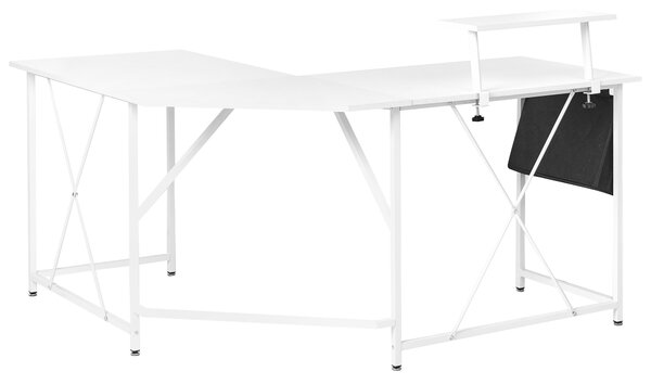 Sarok íróasztal TACONY Fehér 180 cm 140 cm Ágyneműtartóval