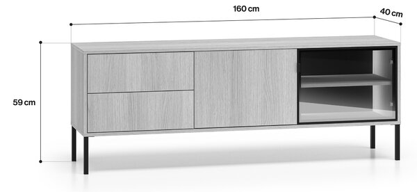 Harmona TV-szekrény 160 cm fiókokkal és világítással - lindberg tölgy