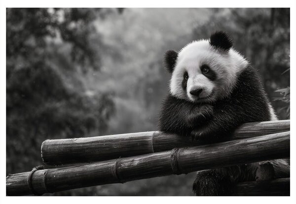 Kép panda pihen bambuszon