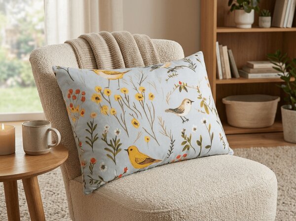 Mikroszálas párnahuzat SPRING BIRDS 50x70 cm, színes kivitel