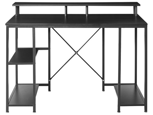 Íróasztal CADDO Fekete 120 cm 60 cm polcokkal
