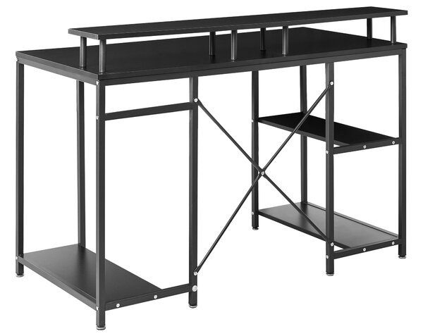 Íróasztal CADDO Fekete 120 cm 60 cm polcokkal