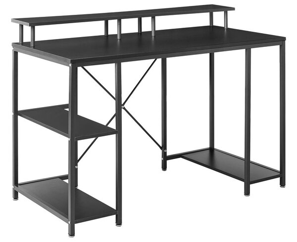Íróasztal CADDO Fekete 120 cm 60 cm polcokkal