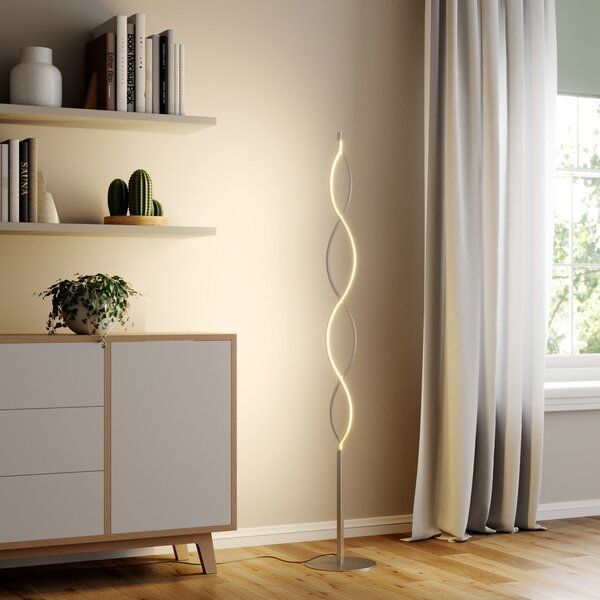 Állólámpa Lindby, Auron, dimmable, Szürke, Nappali, Fém, Modern
