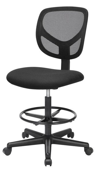 SONGMICS Ergonomikus Háló Rajzszék Fekete Lábtartóval
