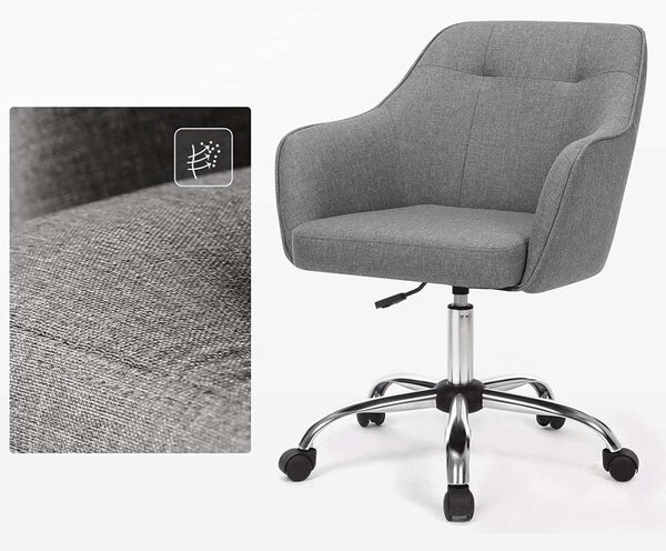 SONGMICS Modern Ergonomikus Irodai Szék Szürke Lenhatású Kárpittal