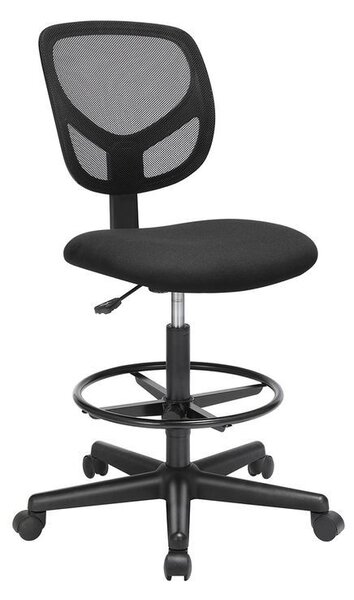 SONGMICS Ergonomikus Háló Rajzszék Fekete Lábtartóval