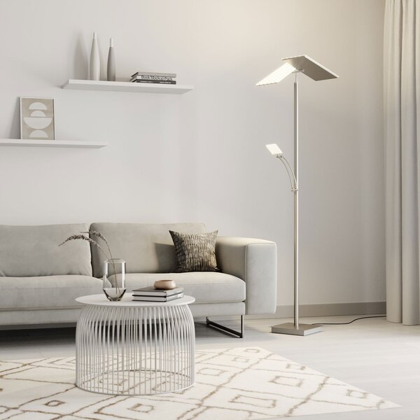 Állólámpa Lucande, Parthena, dimmable, Szürke, Nappali, Fém, Modern