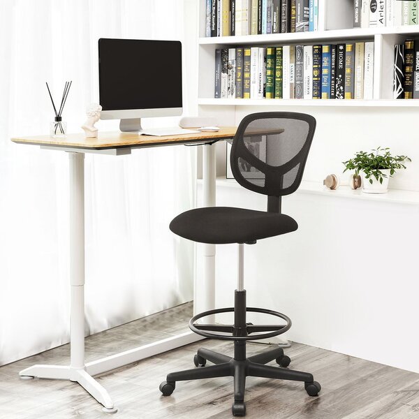SONGMICS Ergonomikus Háló Rajzszék Fekete Lábtartóval