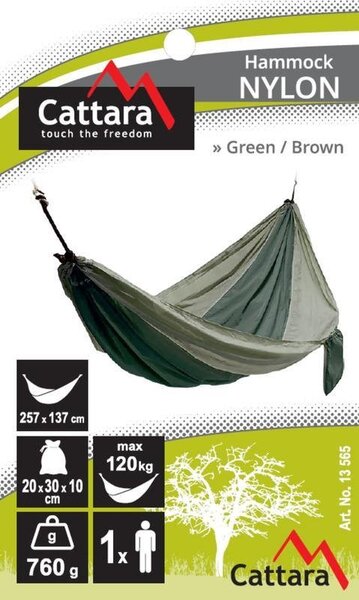 Cattara NYLON 275x137cm függőágy zöld-barna