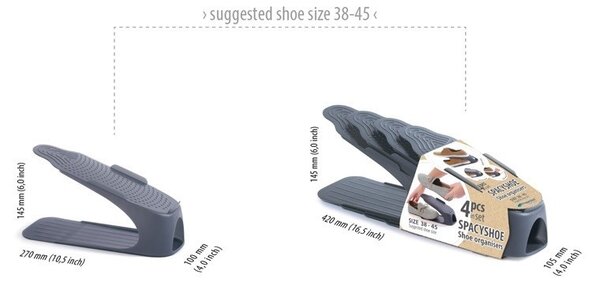 Prosperplast cipőrendező készlet, 38-45 méret antracit, 4 db