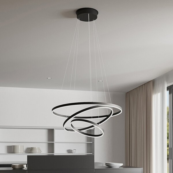 Függőlámpa Arcchio, Albiona, dimmable, Fekete, Nappali, Fém, Modern