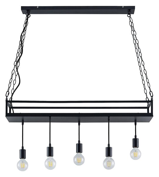 Függőlámpa Lindby, Kirista, dimmable, Fekete, Konyha, Fém, Vintage