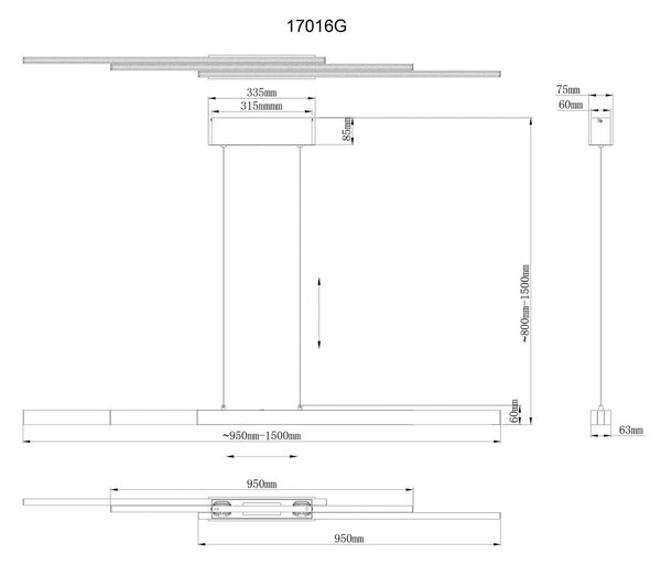 Globo LED lógó lámpa Ethan, sárgaréz színű, 150 cm, kihúzható, dimmelhető, Bronz / antik sárgaréz, Nappali / Étkező, Alumínium, Modern