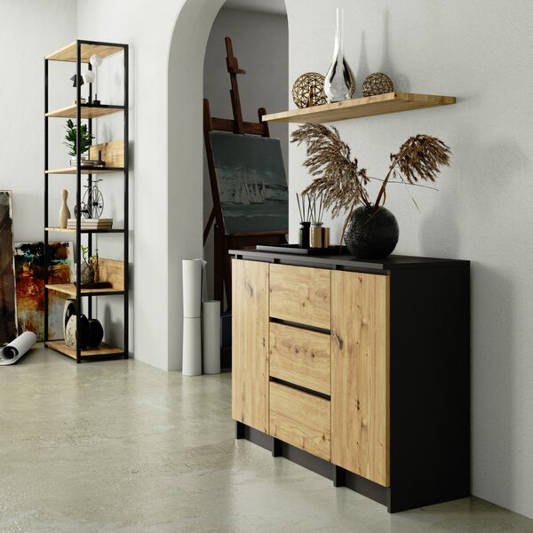 AKORD K100 Klasszikus Komód Laminált Grafit-Artisan Tölgy